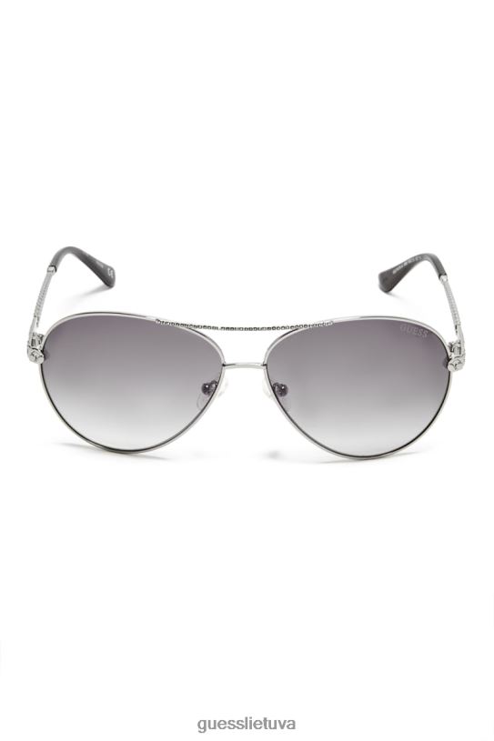 moterys GUESS 6NLN3701 priedas sumušti plauti Catherine Rhinestone aviator akiniai nuo saulės