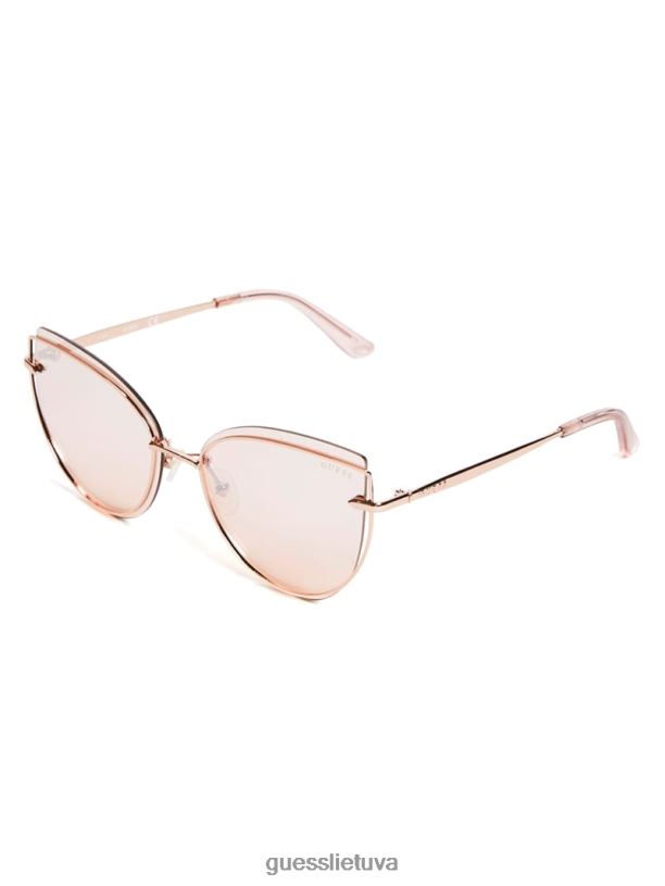 moterys GUESS 6NLN3761 priedas rozinis auksas laidiniai katės akių akiniai nuo saulės