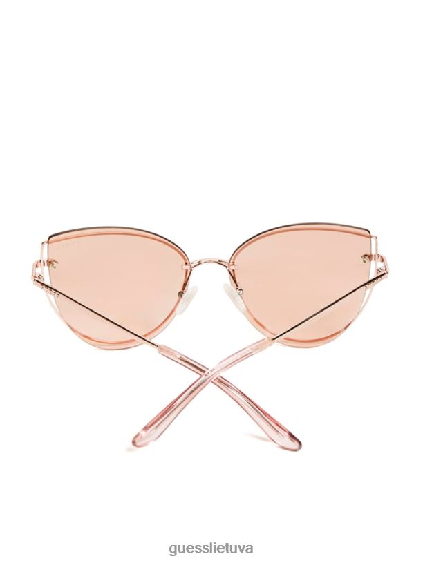 moterys GUESS 6NLN3761 priedas rozinis auksas laidiniai katės akių akiniai nuo saulės