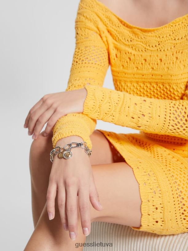 moterys GUESS 6NLN3840 priedas sidabras quattro g charm perjungiama apyrankė