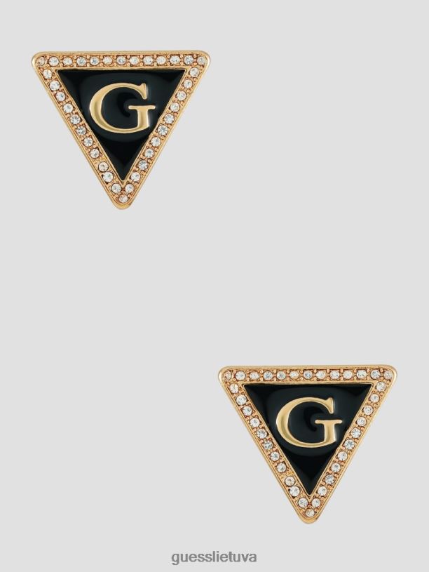 moterys GUESS 6NLN3830 priedas aukso atspalvio ir juodos spalvos g trikampiai auskarai