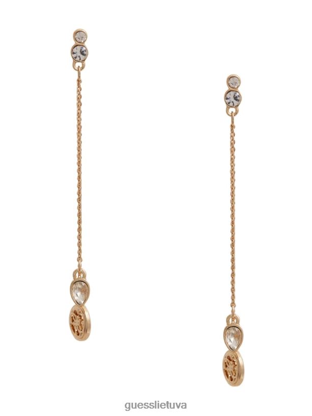 moterys GUESS 6NLN3831 priedas auksas linijiniai krištolo ir logotipo auskarai