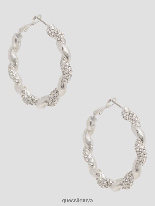 moterys GUESS 6NLN3835 priedas sidabras Kalnų krištoliniai susukti lankeliai auskarai
