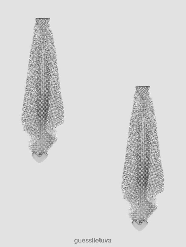 moterys GUESS 6NLN3836 priedas sidabras krištolo tinklelio auskarai