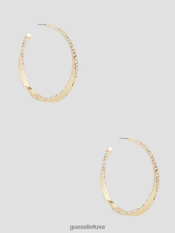 moterys GUESS 6NLN3841 priedas auksas auksu dengti kalnų krištoliniai susukti lanko auskarai