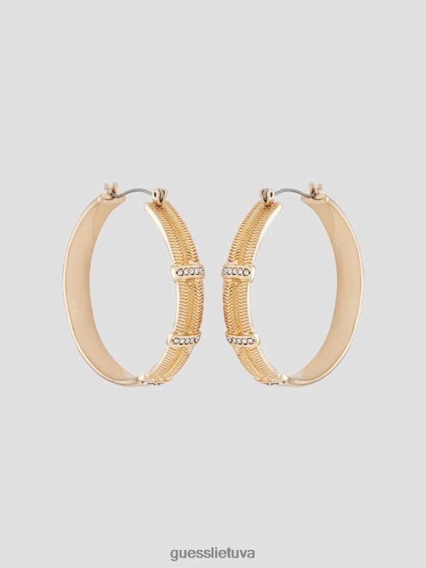 moterys GUESS 6NLN3850 priedas auksas tekstūruoti krištolo auskarai