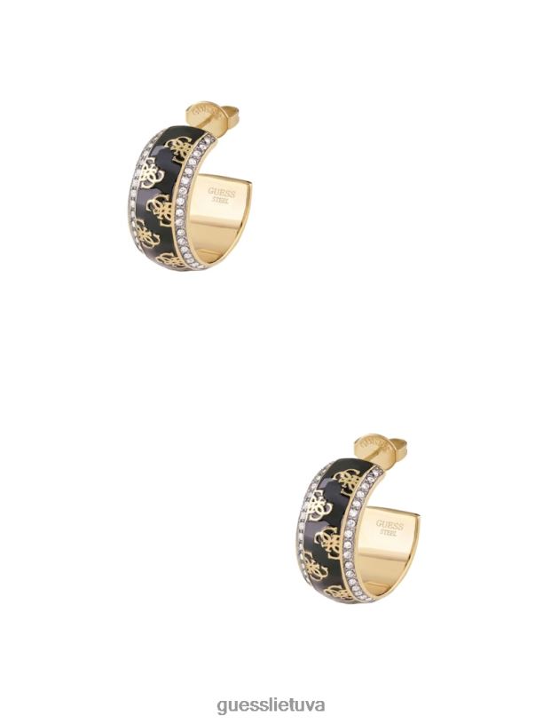 moterys GUESS 6NLN3855 priedas geltonas auksas/juodas quattro g lanko auskarai