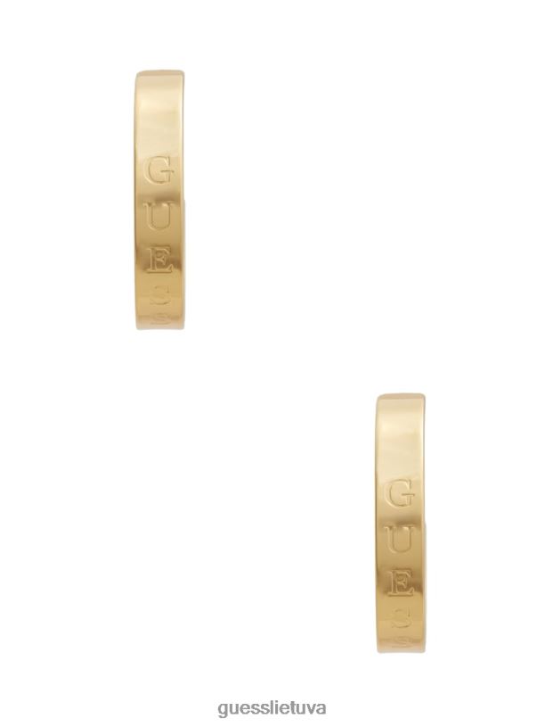 moterys GUESS 6NLN3869 priedas auksas auskarai su išgraviruotu logotipu