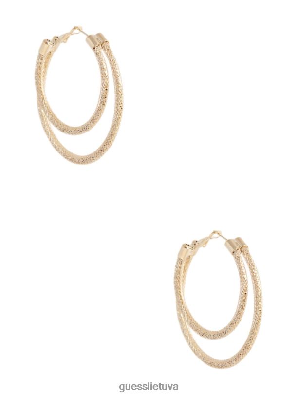 moterys GUESS 6NLN3870 priedas auksas tinkliniai daugiasluoksniai auskarai