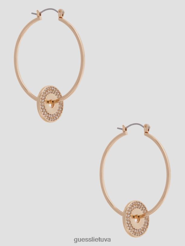 moterys GUESS 6NLN3892 priedas auksas pave disko lanko auskarai