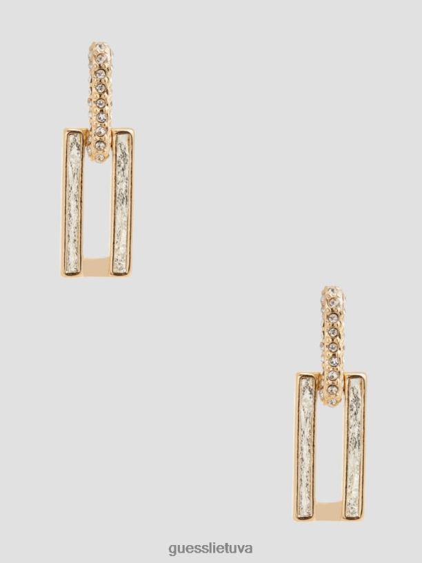 moterys GUESS 6NLN3894 priedas auksas kvadratiniai pave metaliniai auskarai