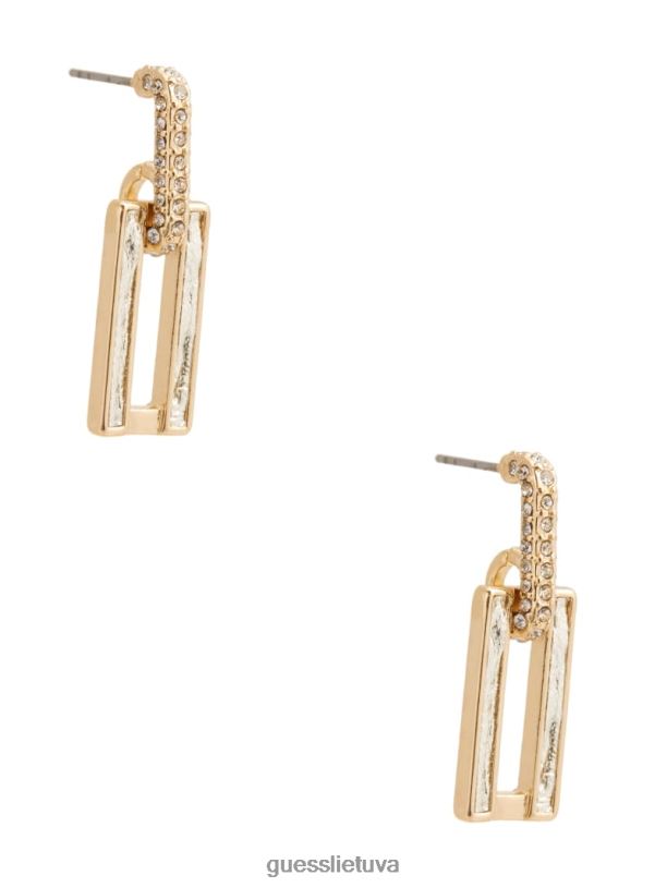 moterys GUESS 6NLN3894 priedas auksas kvadratiniai pave metaliniai auskarai