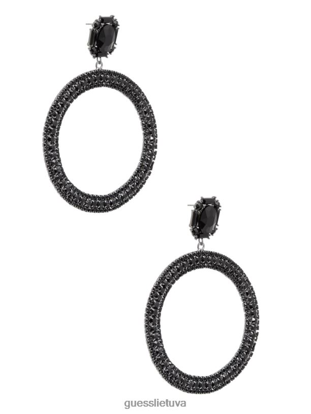 moterys GUESS 6NLN3910 priedas juoda gyvatės oda Kalnų krištoliniai auskarai
