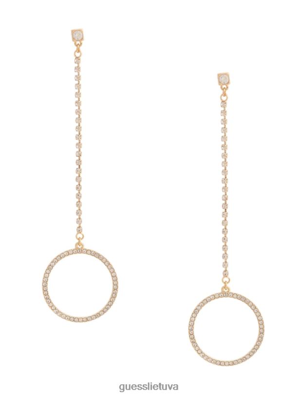 moterys GUESS 6NLN3918 priedas auksas Kalnų krištolinis pave circle linijiniai auskarai