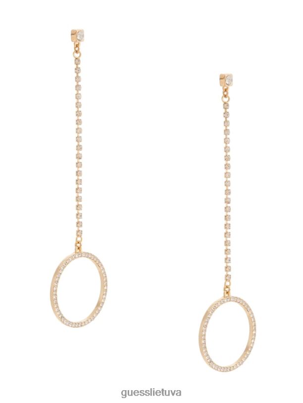 moterys GUESS 6NLN3918 priedas auksas Kalnų krištolinis pave circle linijiniai auskarai