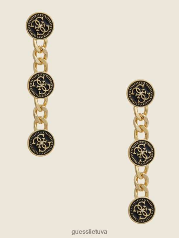 moterys GUESS 6NLN3926 priedas auksas linijiniai auskarai su logotipu