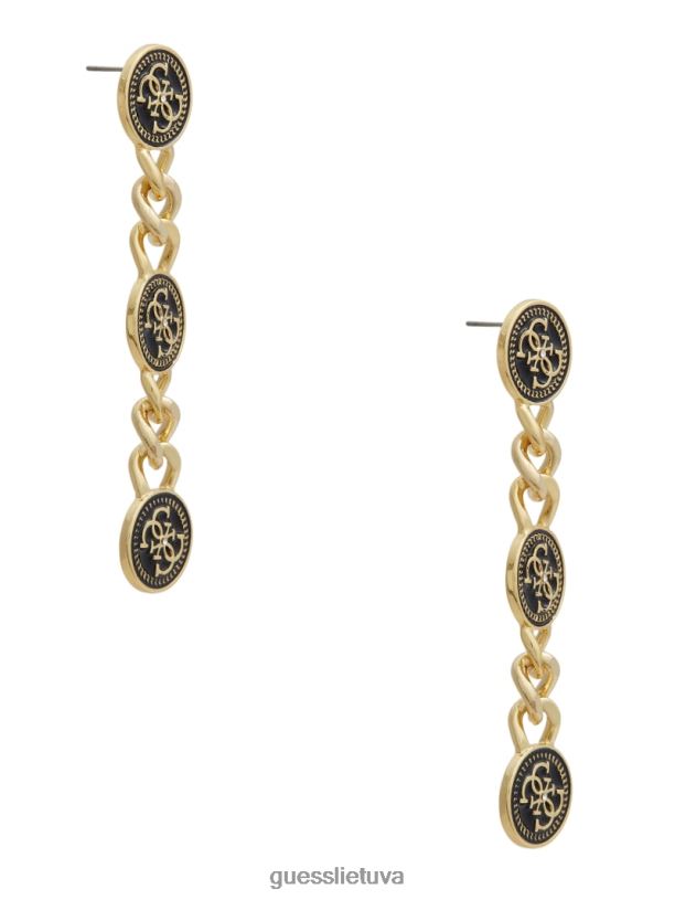 moterys GUESS 6NLN3926 priedas auksas linijiniai auskarai su logotipu