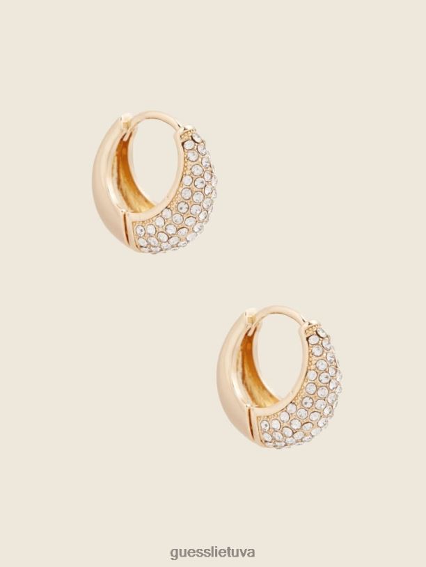 moterys GUESS 6NLN3934 priedas auksas akmeniniai Huggie Hoop auskarai