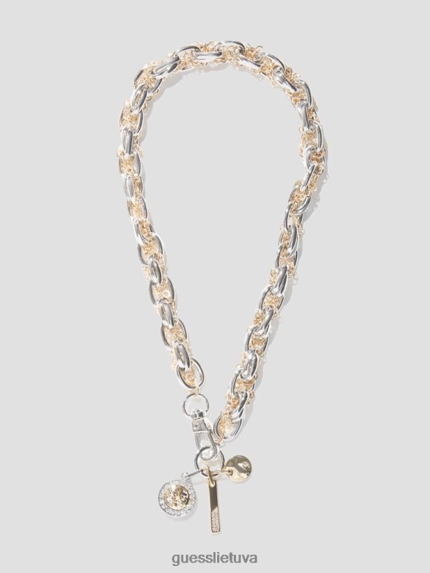 moterys GUESS 6NLN3848 priedas sidabras quattro g charm mišri grandinės karoliai