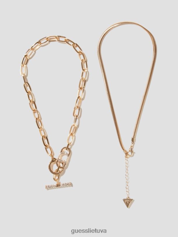 moterys GUESS 6NLN3876 priedas auksas sluoksniuotų karolių komplektas