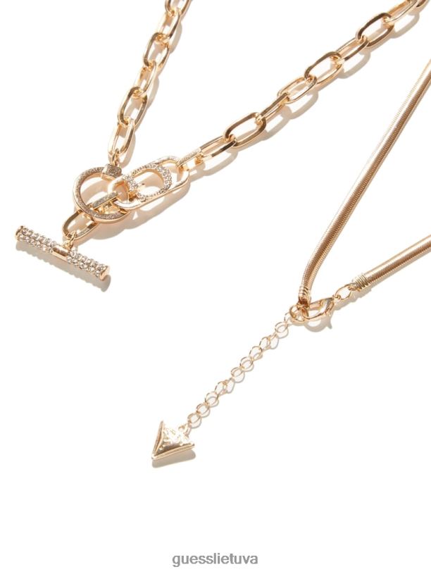 moterys GUESS 6NLN3876 priedas auksas sluoksniuotų karolių komplektas