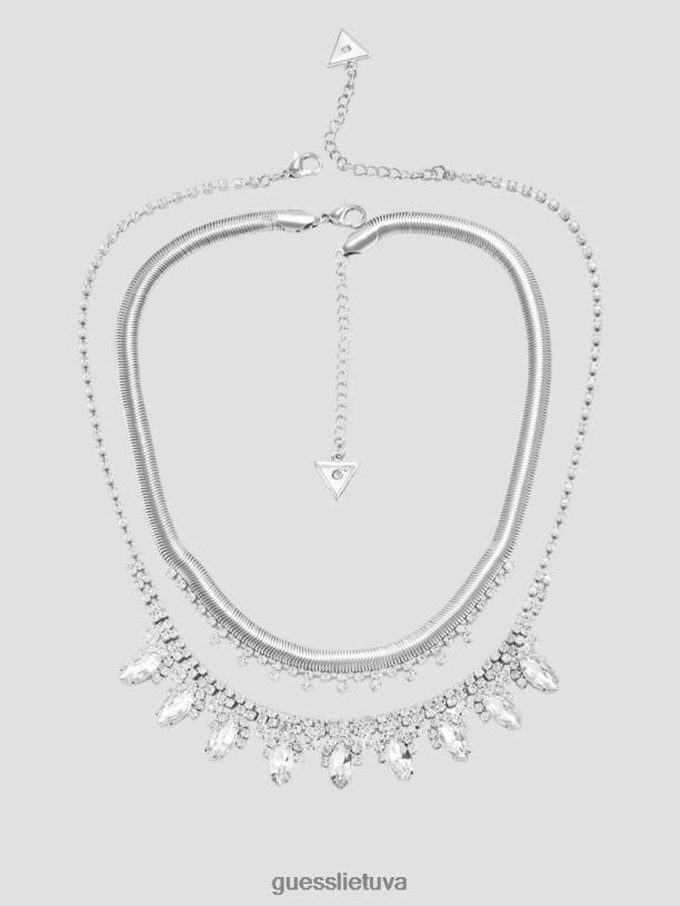 moterys GUESS 6NLN3877 priedas sidabras akmens krištolo apykaklės karoliai