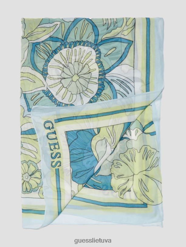 moterys GUESS 6NLN1418 priedas žalias multi alyvinė gėlių skara