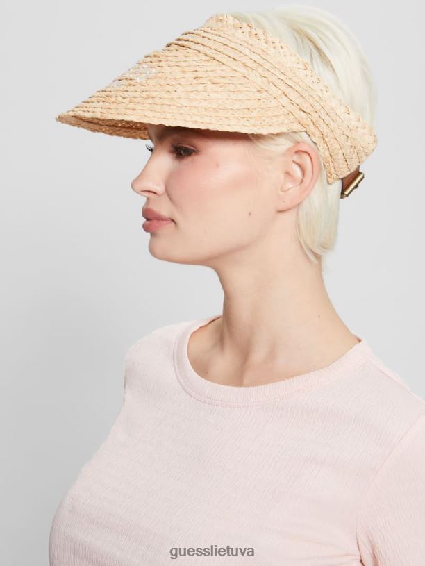 moterys GUESS 6NLN3784 priedas baltas lena šiaudinis skydelis