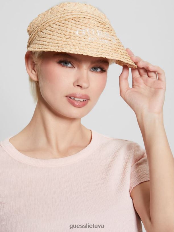 moterys GUESS 6NLN3784 priedas baltas lena šiaudinis skydelis