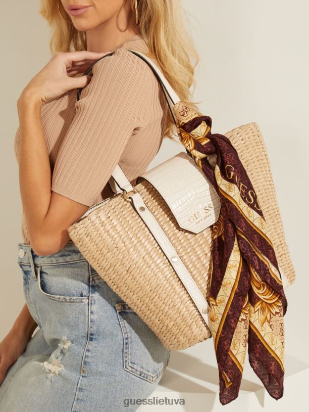 moterys GUESS 6NLN3794 priedas rudas quattro g šilko šalikas