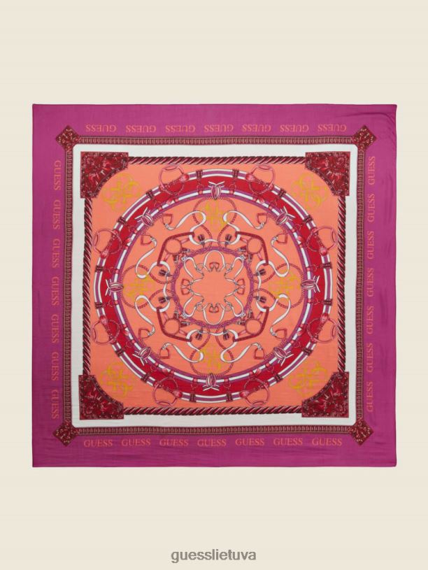 moterys GUESS 6NLN3801 priedas fuksija Monako šilko šalikas