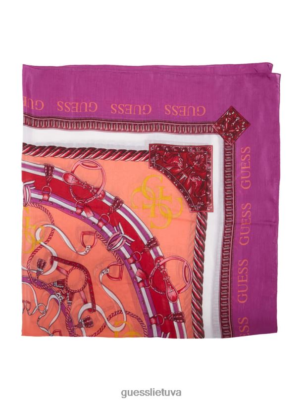 moterys GUESS 6NLN3801 priedas fuksija Monako šilko šalikas