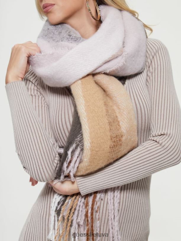 moterys GUESS 6NLN3818 priedas rozinis auksas Addie languotas šalikas