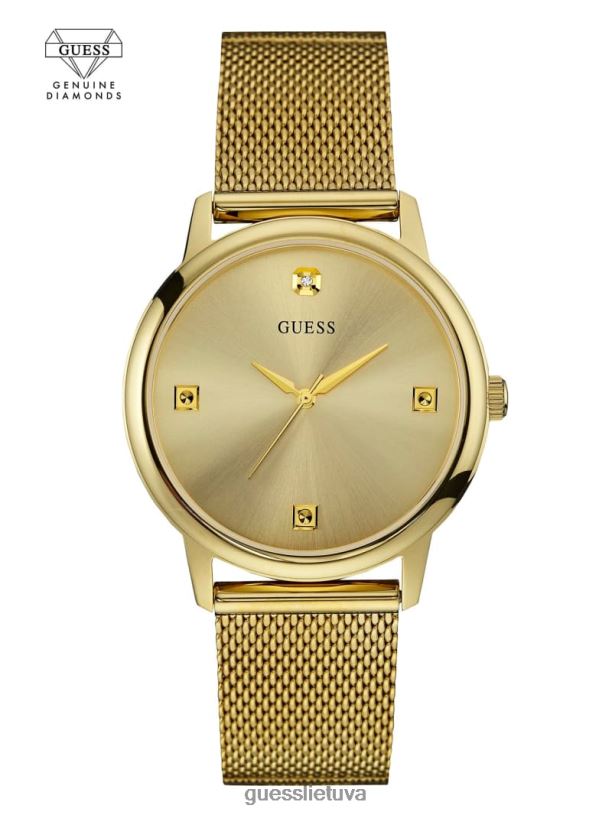 moterys GUESS 6NLN3541 priedas auksas plono tinklelio deimantinis laikrodis