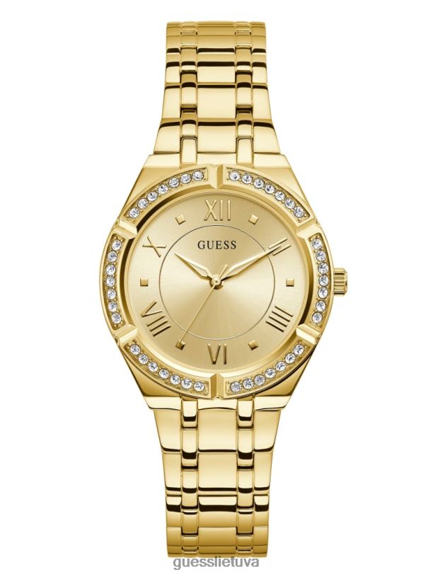 moterys GUESS 6NLN3551 priedas auksas šampano analoginis laikrodis