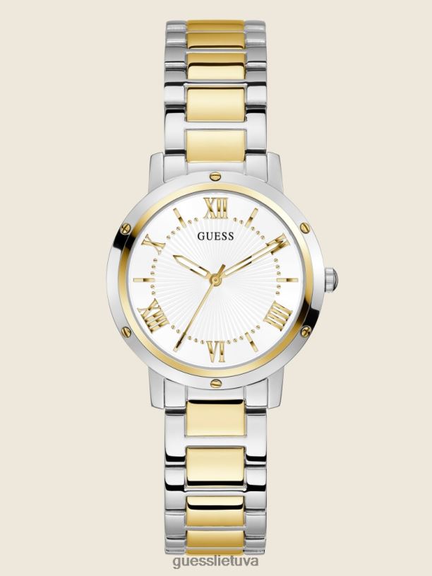 moterys GUESS 6NLN3565 priedas rozinis auksas dviejų spalvų analoginis laikrodis