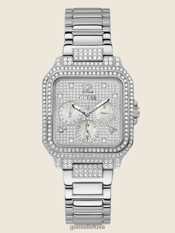 moterys GUESS 6NLN3571 priedas sidabras kvadratinis daugiafunkcis laikrodis