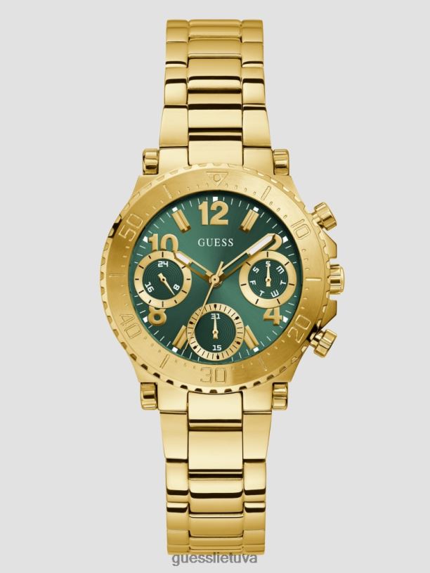 moterys GUESS 6NLN3581 priedas auksinis ir žalias daugiafunkcis laikrodis