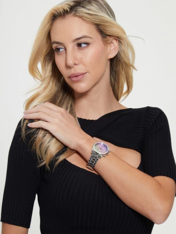 moterys GUESS 6NLN3587 priedas sidabras ombre daugiafunkcis laikrodis