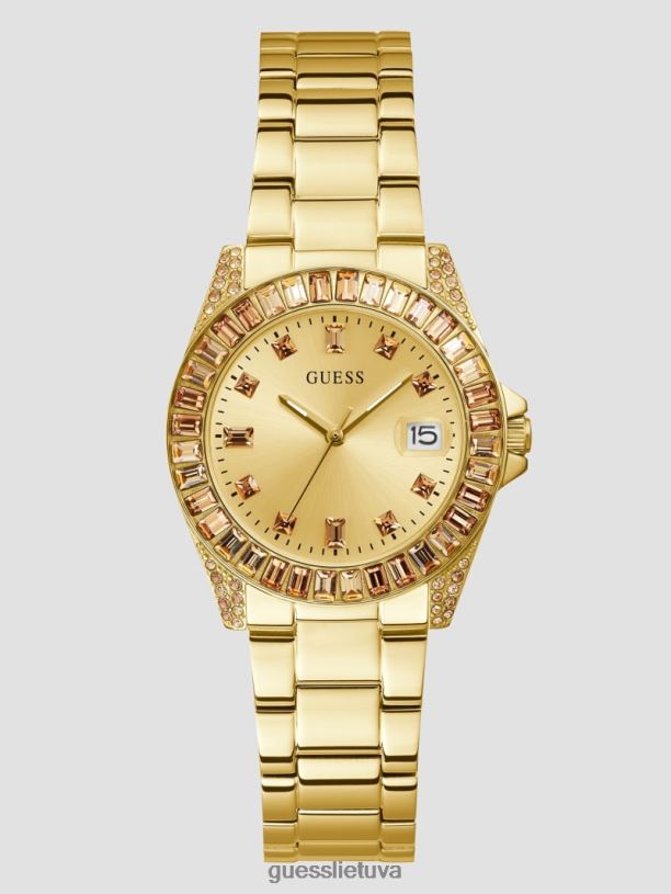moterys GUESS 6NLN3615 priedas auksas krištolo analoginis laikrodis