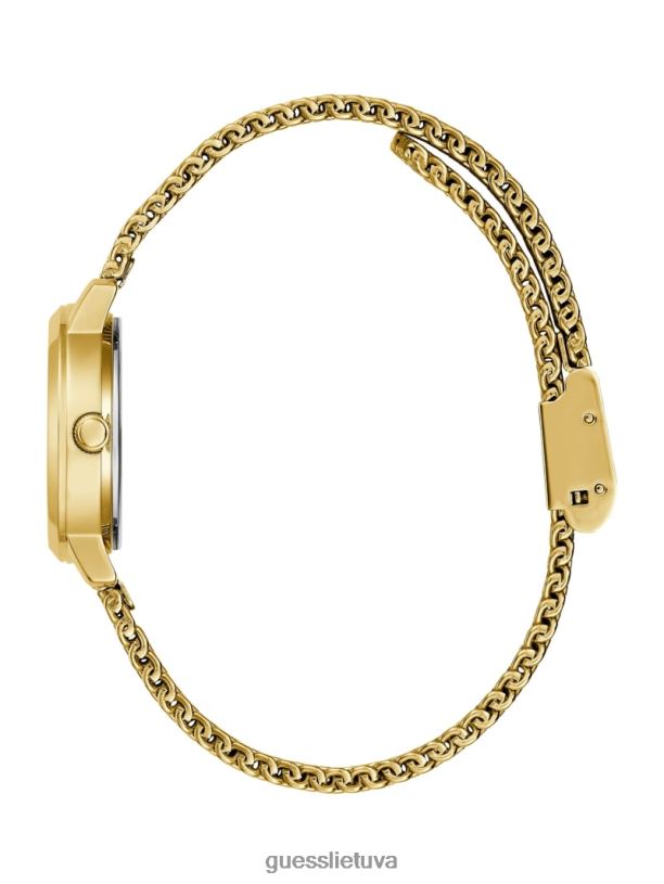 moterys GUESS 6NLN3620 priedas auksas tinklelio deimantinis analoginis laikrodis