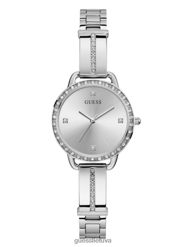 moterys GUESS 6NLN3644 priedas sidabras krištolo analoginis laikrodis