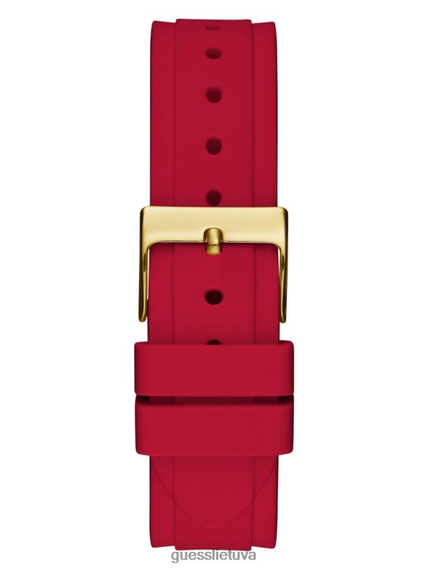 moterys GUESS 6NLN3648 priedas auksas raudonas silikoninis daugiafunkcis laikrodis