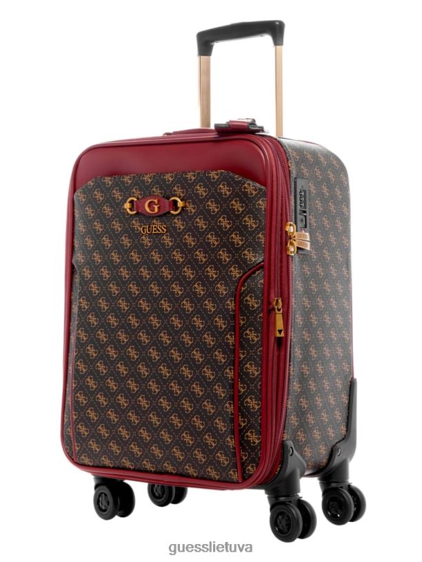 moterys GUESS 6NLN3192 krepšiai rudas logotipas/merlotas izzy 8 ratu lagaminas