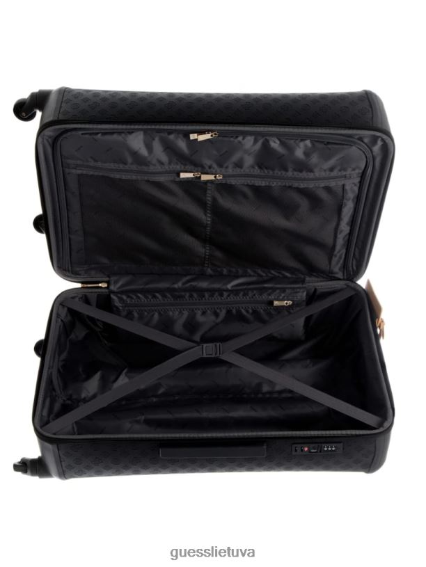 moterys GUESS 6NLN3230 krepšiai juodas gėlių raštas Wilder 4 ratų lagaminas