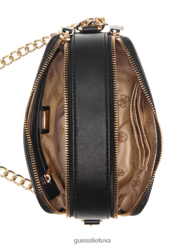 moterys GUESS 6NLN2925 krepšiai juodas gėlių raštas grafiti meno fotoaparato krepšys