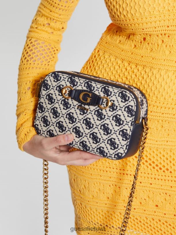 moterys GUESS 6NLN2963 krepšiai laivyno logotipas izzy žakardo logotipo fotoaparato krepšys
