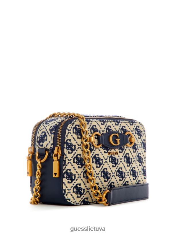 moterys GUESS 6NLN2963 krepšiai laivyno logotipas izzy žakardo logotipo fotoaparato krepšys