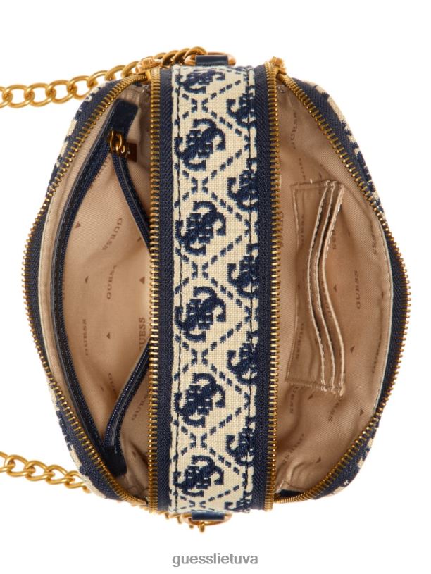 moterys GUESS 6NLN2963 krepšiai laivyno logotipas izzy žakardo logotipo fotoaparato krepšys