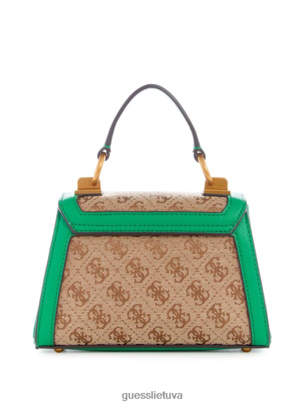 moterys GUESS 6NLN2968 krepšiai žalias Stephi žakardo logotipo mini mini krepšys